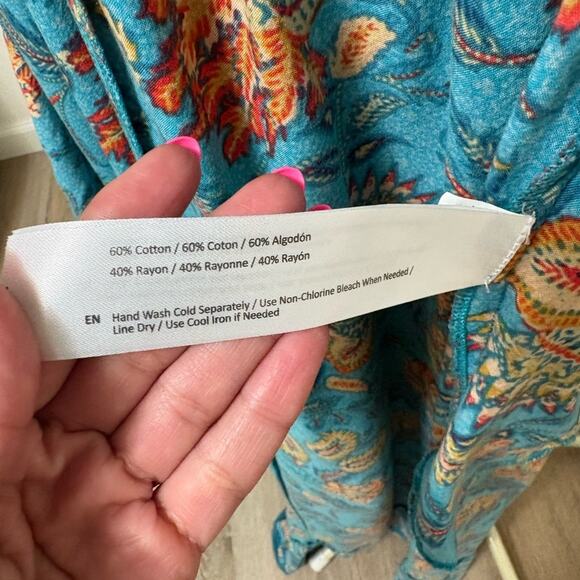 Band of the Free Woman's Blue Floral Bohemian V-Neck Wrap Maxi Dress Small - Picture 7 of 7